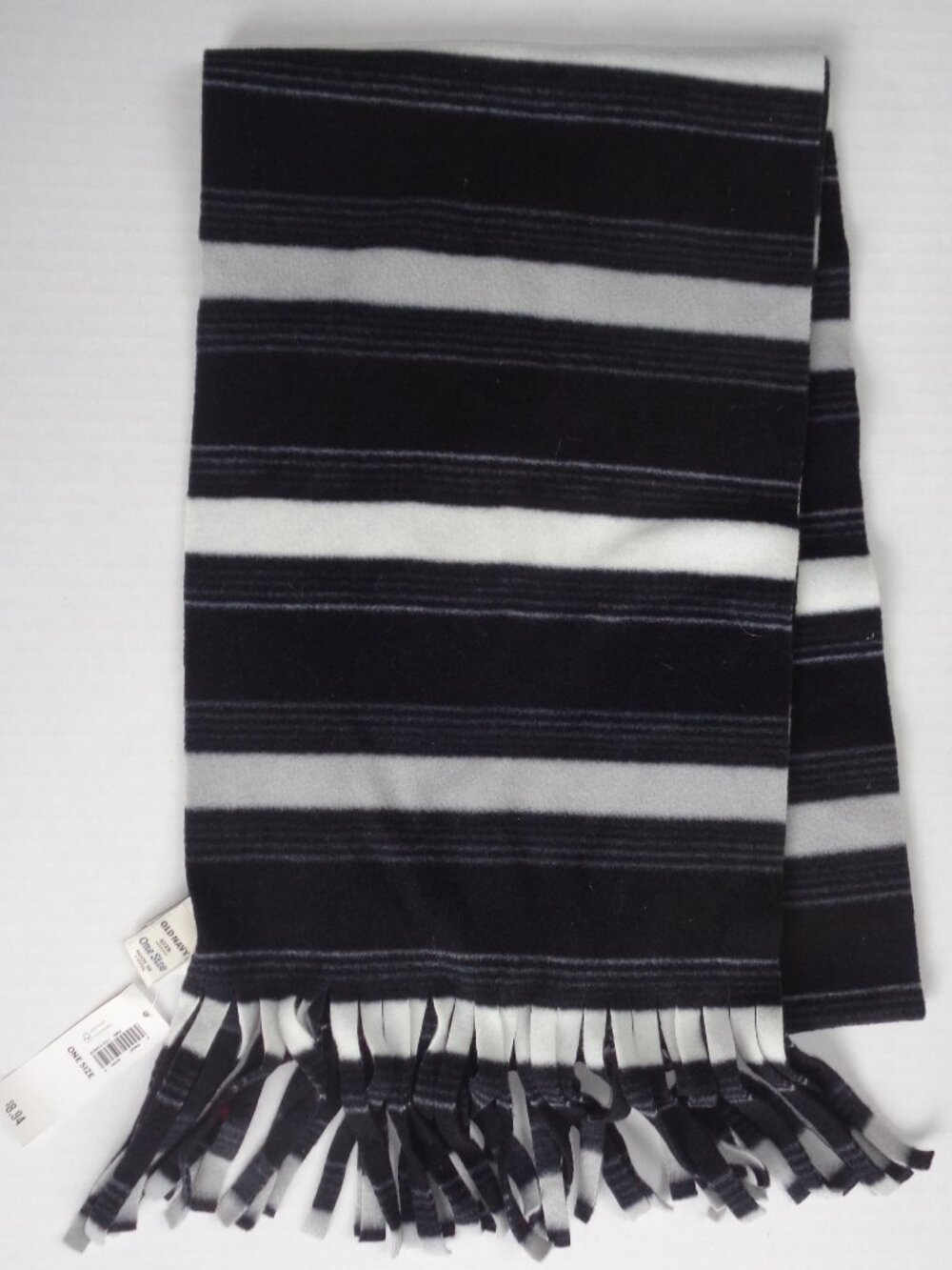Old Navy Scarf Fringed Black Gray Striped